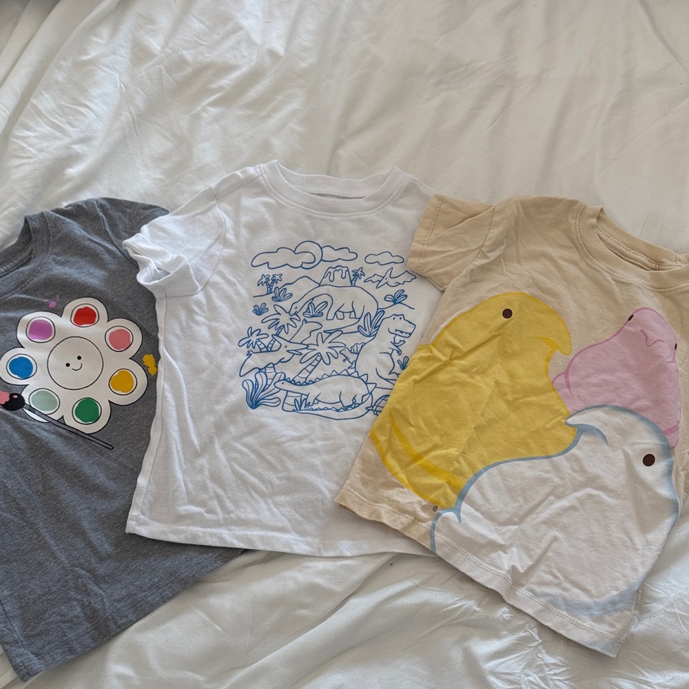 Kids Graphic Tees - Gray, White, Tan